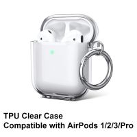 2023❡▩∈ Protective Cover Soft TPU Transparent Shockproof Case with Keychain Compatible with AirPods Pro/1/2/3 (AirPods Not Included)