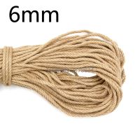 6mm 1m-50m Natural Jute Cords Heavy Duty Twine Hemp Twisted Cord Macrame String DIY Craft Handmade Decoration Pet Scratching General Craft