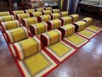 ชุดหมอนอิงหมอนกราบและผ้าอาสนะปูนั่งพระสงฆ์ (A set of cushions, prostrate pillows and asana cloth for sitting monks)