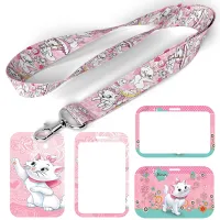 D1274 Disney Marie Cat Lanyard สำหรับสายคล้องคอเป็ดเชือกเส้นเล็กการ์ด ID ผู้ถือป้ายพวงกุญแจพวงกุญแจแขวนเชือกพวงกุญแจของขวัญ-Huidkeir