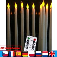 ​Flameless Taper Candles 12 Set with Remote and Timer Real Wax Ivory Candles LED Window Candles for Home and Wedding Decoration