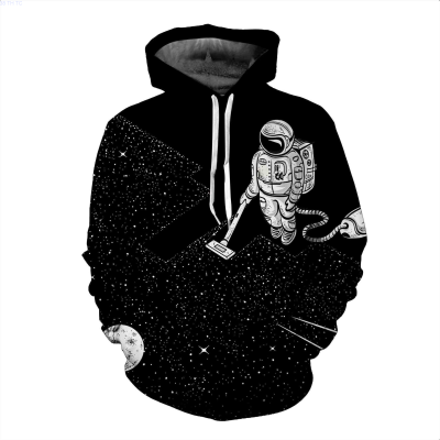 2021 Funny Design Hoody Astronaut Clean The Space 3D Sweatshirt Men/Women Long Sleeve Hooded Tracksuit Black Hoodies pullover Size:XS-5XL