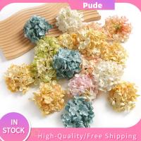 PUDE 3pcs 11ซม. ค่ะ หัวดอกไม้ไฮเดรนเยียจำลอง ผ้าไหมสีขาว ของปลอมปลอม หัวดอกไม้ประดิษฐ์ อุปกรณ์ตกแต่งผนังรูปดอกไม้ ผ้าโพกศีรษะ ดอกไฮเดรนเยียเทียม บ้านในบ้าน