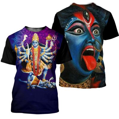 Jumeast เทพธิดาอินเดีย Maa Kali Puja ผู้ชายเสื้อยืด 3D พิมพ์ Diwali Pooja ขนาดใหญ่ T เสื้อ Unisex แฟชั่นเสื้อผ้า Tops