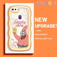 Jjlingji เคสสำหรับ OPPO F9 F9 Pro U1 Realme A7x 2 Pro ปลาดาวแพททริกการ์ตูนมาการองลายคลื่นนิ่มเคสมือถือกันกระแทกแบบใสที่สร้างสรรค์เคสซิลิกาเจลฝาครอบป้องกันโปร่งใสลายกล้องถ่ายรูป