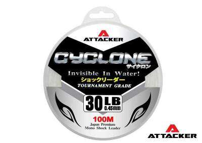 สายช็อคลีดเดอร์ ATTACKER " CYCLONE " 100เมตร JAPAN PREMIUM Invisible In Water MONO SHOCK LEADER