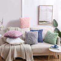 【JH】 Cross-border solid plush pillow ins office feather bedside cushion