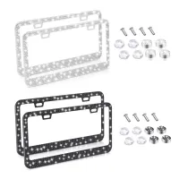 Custom License Plate Frame Quality Blingbling Rhinestone Cover Auto Decoration Water-resistant Quick Installation