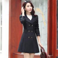 FTLZZ New Womens Trench Coat Spring Autumn Black Green Slim Double Breasted Windbreaker Outerwear Female Casual Trench Coat