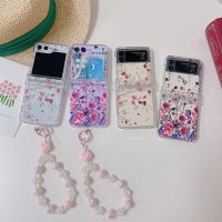 สร้อยข้อมือลายดอกไม้น่ารักเคสโทรศัพท์สำหรับ Samsung Galaxy Z Flip 3 4 5 Z Flip3 Flip5 Flip4ฝาครอบกันกระแทกสำหรับ Samsung Galaxy ZFlip3 ZFlip4เคส ZFlip5