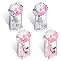 4-Pack Cute Cat Claw Sharpener Kawaii Manual Sharpener Kids Cat Claw Sharpener Stationery with Cover Pink and Grey