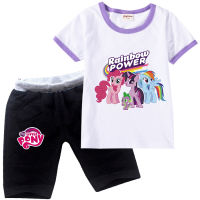 Rainbow Ponys ผ้าฝ้ายเสื้อผ้าเด็กฤดูร้อนกางเกงขาสั้นการ์ตูนน่ารัก T เสื้อแขนสั้นชุดเด็กชายแขนสั้น Boy