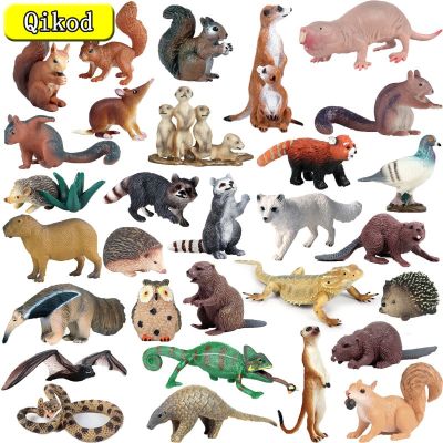 ZZOOI Mini Zoo Simulation Wild Animals Figurines Capybara Squirrel Mouse Raccoon Snake Model Plastic Action Figure Childrens Toy Gift