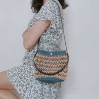 Womens Handbag Raffia  Bag Handle Leather Handmade Handbag