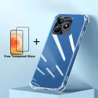 เคสมือถือสำหรับ Realme C53 C55 ฝาหลัง กันกระแทกแบบใสซิลิโคน + กระจกเทมเปอร์หน้าจอฟิล์มกันรอยสำหรับ Realme C53 C55 โทรศัพท์