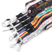 BH1463 Blinghero Kartun Marmer Lanyard untuk Kunci Telepon Lanyard Leher Tali Gantungan Kunci Pelangi Lanyard ID Lencana Pemegang untuk Perawat