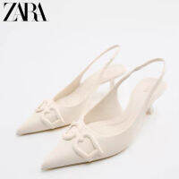 【high quality】original Zaraˉ Summer new 2022 new womens shoes white pointed buckle rear strap white OL wind high-heeled sandals women large size summer new style womens shoes slippers for women slides outside wear sandals for women