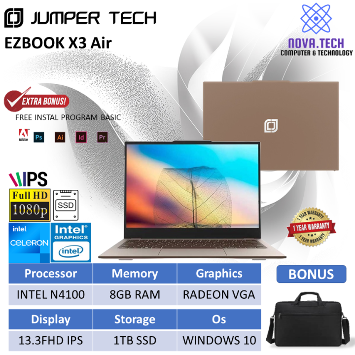 Laptop baru murah Jumper ezbook x3 air cel N4100 ram 8gb 1TBssd