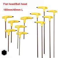 ✁℡  1pcs T-Handle Hex Key Wrench 180/400mm long Flat/Ball head Hex Socket Screwdriver Universal Double-end Wrench Allen Screws Tools