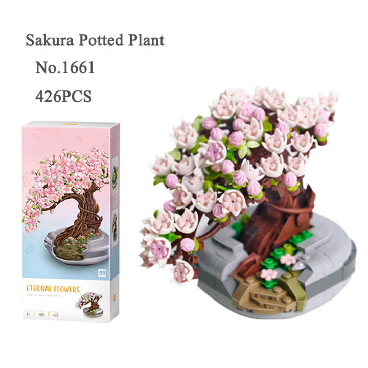 ใหม่-mini-bouquet-building-blocks-ดอกไม้-succulent-cherry-blossom-bonsai-3d-ตกแต่งบ้านเด็กประกอบของเล่นสาว-gift