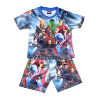 2023 New Boys Sets Short-sleeved Summer Cartoon Avengers Childrens Shorts Kids Pajamas Outfits Marvel Clothes Suit 3-8 Y