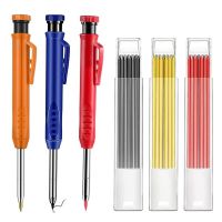 19 Pieces Solid Carpenter Pencil Set Construction Carpenter Marker and 18 Refill Leads, for Scriber Wood Floor Marking A