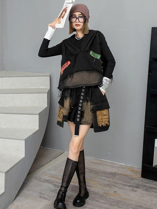 xitao-short-dress-full-sleeve-loose-women-hooded-two-piece-set