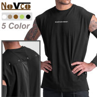 Novco เสื้อยืดแขนกุดสำหรับผู้ชายเสื้อกล้ามออกกำลังกายฤดูร้อนเสื้อยืดแขนกุดสำหรับออกกำลังกายเพาะกายทำจากผ้าฝ้ายเสื้อผ้าทำงานบุรุษเสื้อกล้ามเสื้อกีฬารัดหุ่น