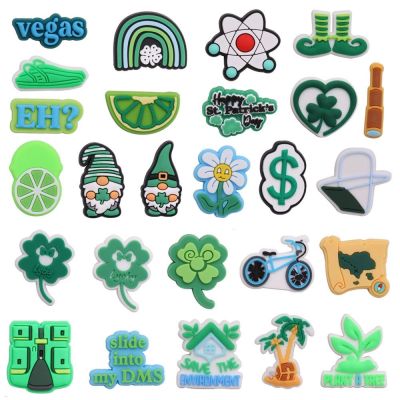 1PCS PVC Croc Jibz Buckle Save The Environment Lucky Tree Map Bicycle Chair Four Leaf Clover Flower Lemon Shoe Charms Ornaments