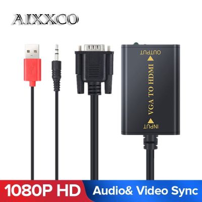AIXXCO Quality Portable Plug and play VGA To HDM Output 1080P HD Audio TV AV HDTV PC Video Cable VGA2HDMI Converter