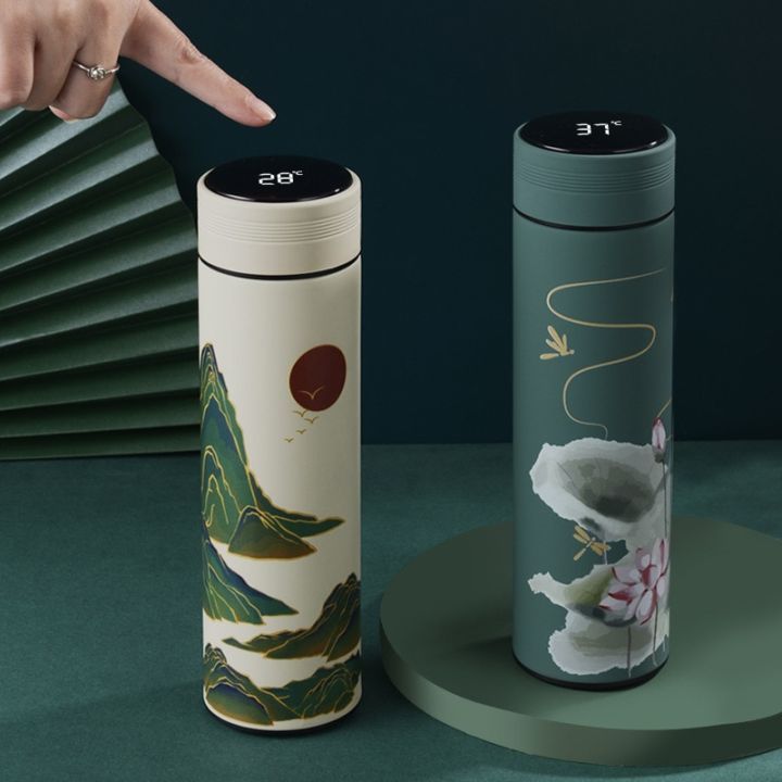 450ml-chinese-style-intelligent-thermos-bottle-classical-style-led-touch-display-stainless-steel-vacuum-flask-mug-water-bottlesth