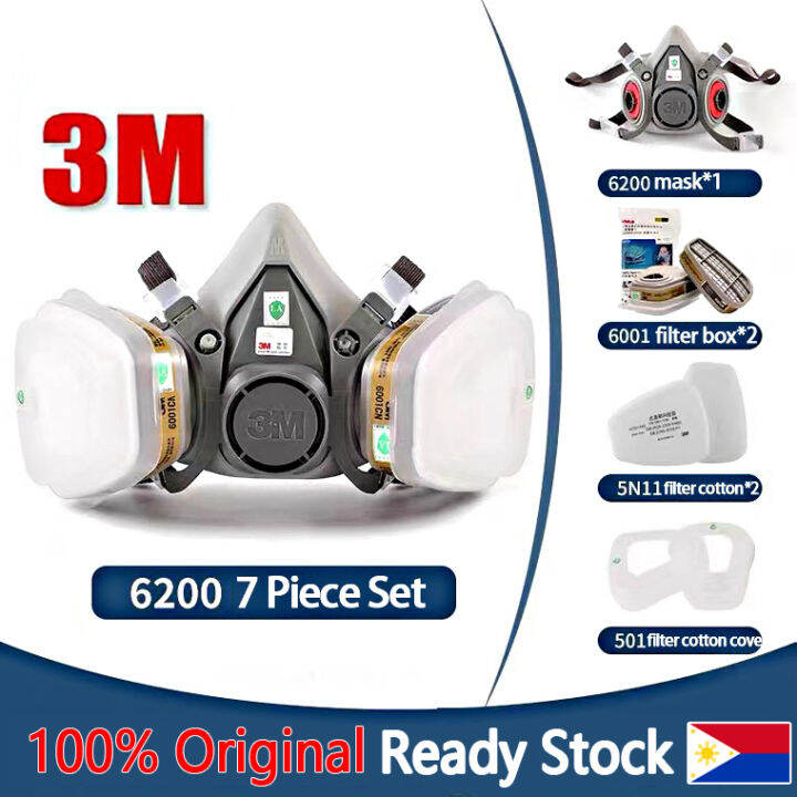 3M 6200 7 in 1 Original Half Face Painting Spraying Respirator Gas Mask ...