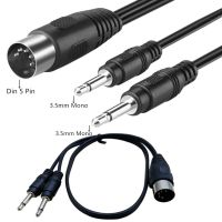 ERE DC3.5mm to 5Pin DIN cable 5 Pin MIDI Din Male to 2 x 3.5mm Mono Audio Adapter Cable Cord Black Cables