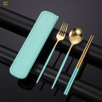 Spoon Fork Chopsticks Cutlery  Wheat Straw Tableware Box Dinnerware Children Adult Travel Portable Kitchen Accessories Flatware Sets