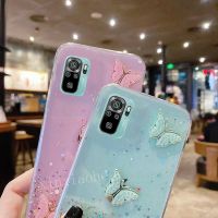 Phone case Redmi Note 10 10S butterfly Soft Transparent Bling Glitter casing Redmi Note10 S cover