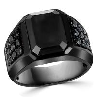 Hot Sale High Quality Geometric Black Rhinestone Crystal Zirconium Male Alloy Ring for Men Party Jewelry Accessories