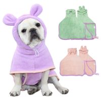 Bathrobe for Dogs Super Absorbent Fast Drying Hooded Cute Pet Bathrobe Towel for Cats Dogs Adjustable Microfiber Coat Corgi Pugs Clothing Shoes Access