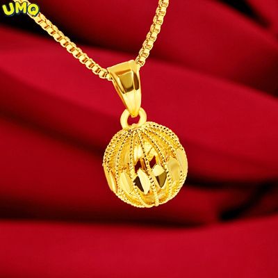 Copy Real 24K Gold Necklace Embroidered Ball Round Pendant Thailand Live Broadcast Many of the Same Pure 999 18K Gold Jewelry