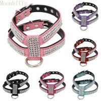 Dog Collar pet chest strap Adjustable Pet Products Necklace Dog Harness Leash Quick Release Bling K-shaped Rhinestone PU Leather Leashes