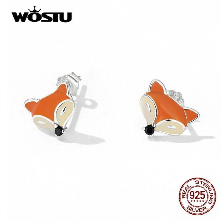 wostu-100-925-sterling-silver-cute-fox-ear-studs-mini-animal-stud-earrings-for-women-trendy-color-earrings-fine-party-jewelryth