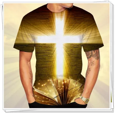 ฉันเชื่อว่าพระเจ้าชาวคริสต์แฟชั่นของผู้ชายเสื้อยืดลายเสื้อยืดพิมพ์ลาย