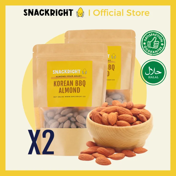 SnackRight Korean BBQ Almonds 500g (Multipack 2x250g) USA Almond