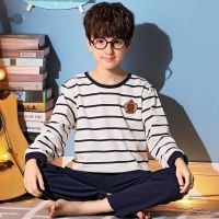 MUJI High-end Childrens Pajamas Boys Cotton Long Sleeves Spring and Autumn Little Boys Cotton Cartoon Homewear Autumn and Winter Set