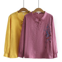 【มีไซส์ใหญ่】Plus Size Womens Long Sleeved Full Cotton Spring Autumn New Shirts Oversized A-line Vintage Tops