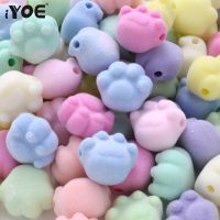 10pcs Mix Flocking Cat Paw Spacer Beads Fluffy Acrylic Beads For Making Diy Ornament Keychain Phone Chain Accessories Beads