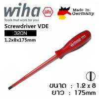 WIHA ไขควงปากแบน ฉนวนกันไฟฟ้า classic ด้ามแดง 320N ขนาด 1,2x8x175 VDE