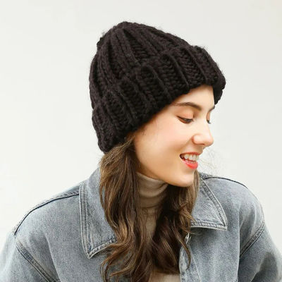 Unisex Women Winter Warm Beanies Hats Soft Wool Knit Lady Cap Thread Knitted Beanie Chapeau Female Fashion Bonnet Thick Warm Hat
