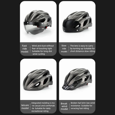 ROCKBROS Plus ขนาดหมวกกันน็อคจักรยาน Goggles Dual Mode MTB Road Bike Helmets Sunglass Safety Cap Cycling Equipment