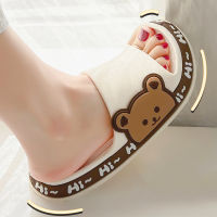 Cartoon Bear Summer Slippers Women Ladies Shoes Alphabet Bathroom Outside Soft Non-slip Sole Casual Beach Home Slipper Slides