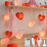 Heart LED Sting Light Chain Love Garland Lamp New Yrar Party Bedroom Curtain Wedding Christmas Cute Room Decor Outdoor Lighting